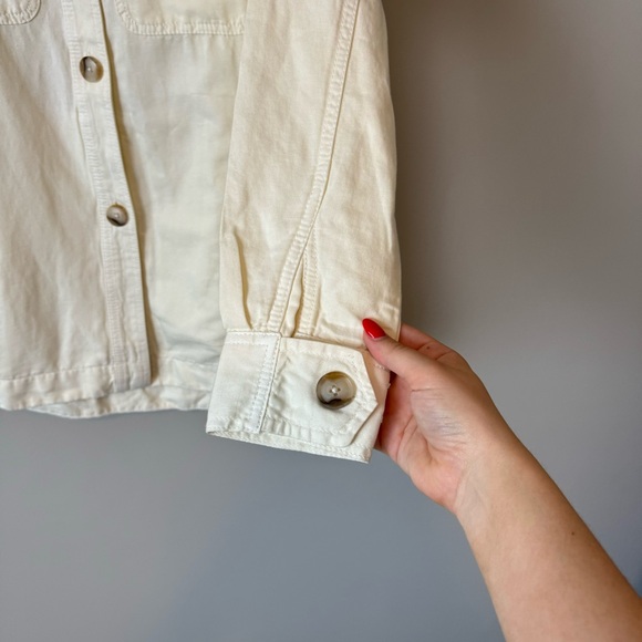 NWT Loft Cream Oversized Button Shacket Shirt Jacket - Picture 7 of 9